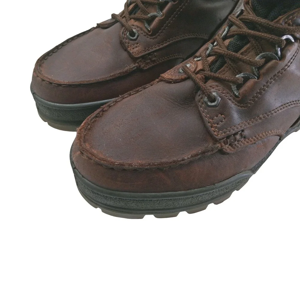 ECCO Track Boots Mens Size 8 Brown Leather Waterproof Gore-Tex Ankle Hiking